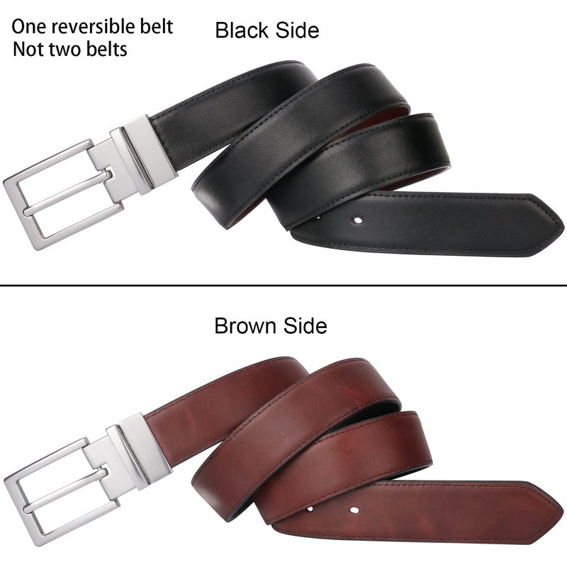 Lavemi Mens Belt Reversible 100% Italian Leather Dress Casual,One Reverse for 2 Colors,Trim to Fit(21863-2 110) - Image 3